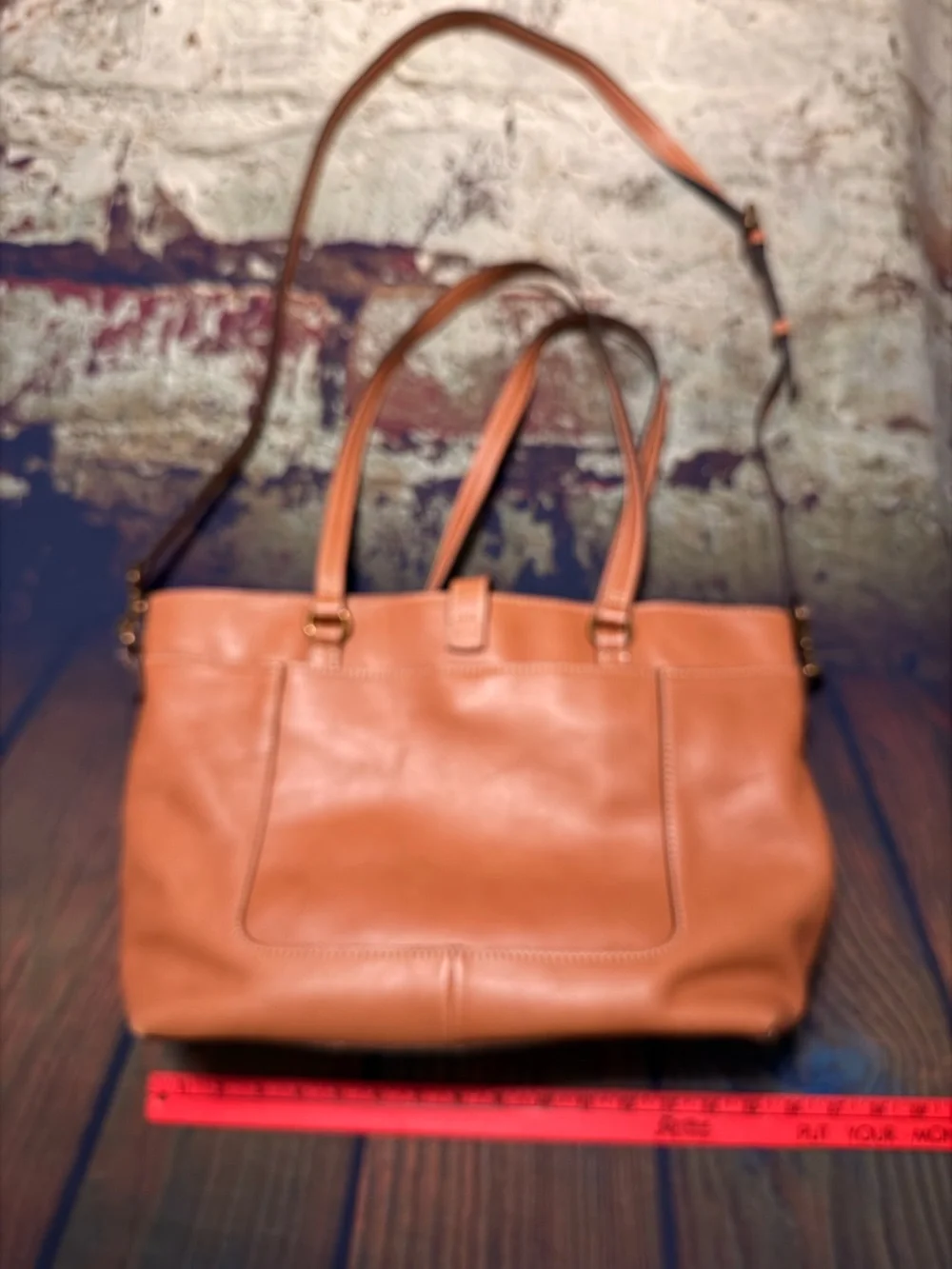 Patricia Nash Tan  Leather Satchel with Buckle Detail